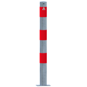 Barrier posts | as e-charging post protection |  76 mm | hot-dip galvanized with 3 red reflective strips foil type RA1/A | To be fixed by plugs